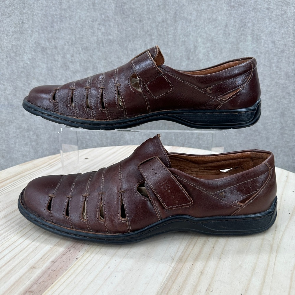 Josef Seibel Fisherman Sandals Mens 10.5 Brown Leather Hook Loop Cage